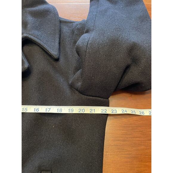 VINTAGE Fox Knapp Pea Coat Mens 42 Black Double Breasted Quilt Lined Made in USA - Picture 9 of 13